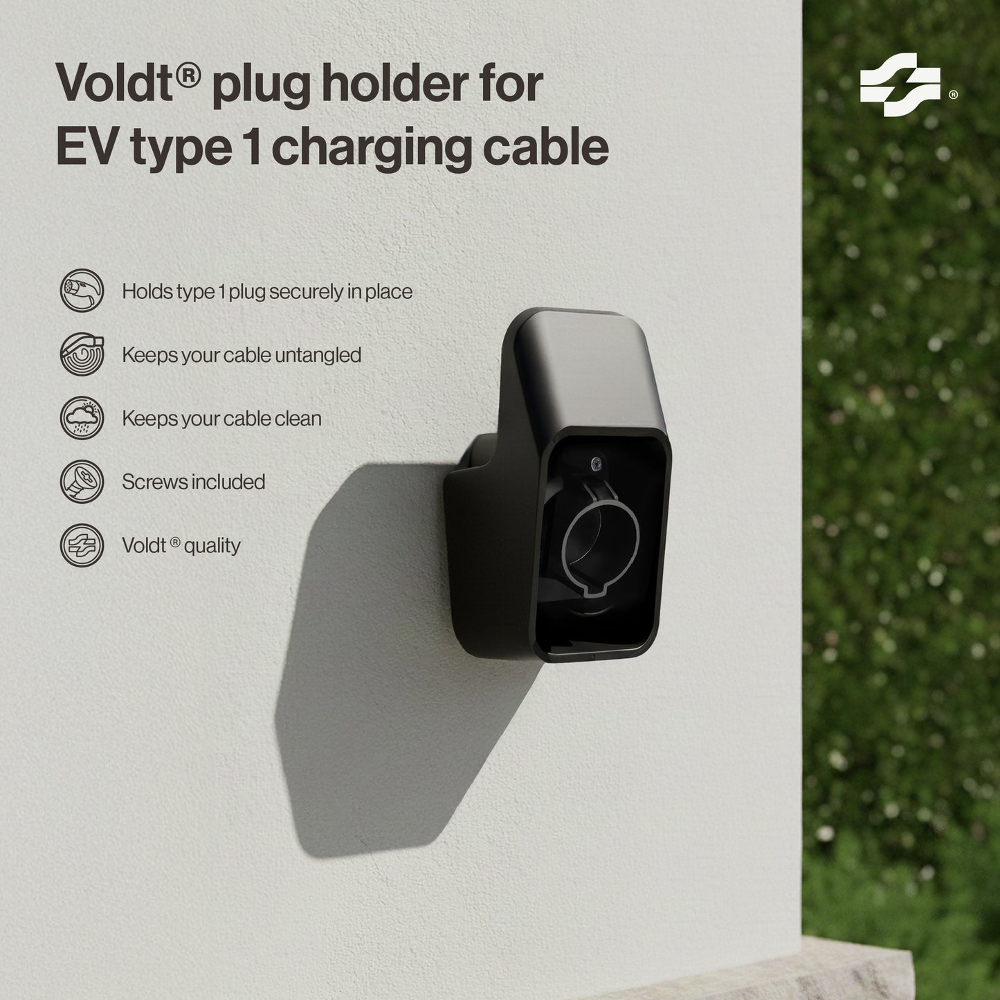 Plugholder til EV Type 1-ladekabel