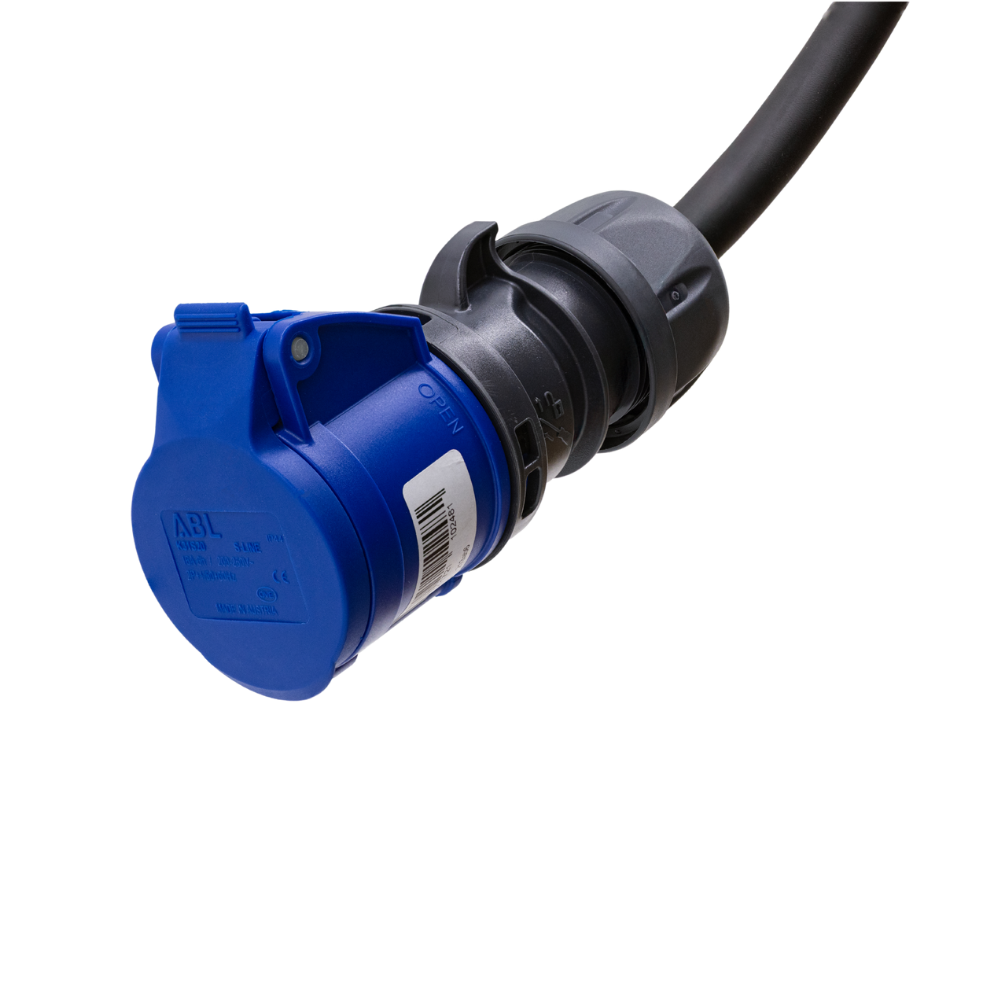 Adapterkabel type 2 (ladestationens side) til 3-polet 32A blåt kommandostik