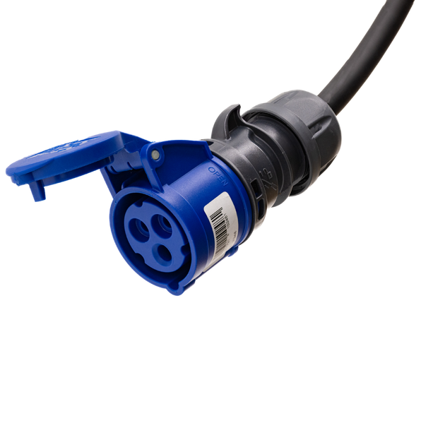 Adapterkabel type 2 (ladestationens side) til 16A 3-polet blåt kommandostik