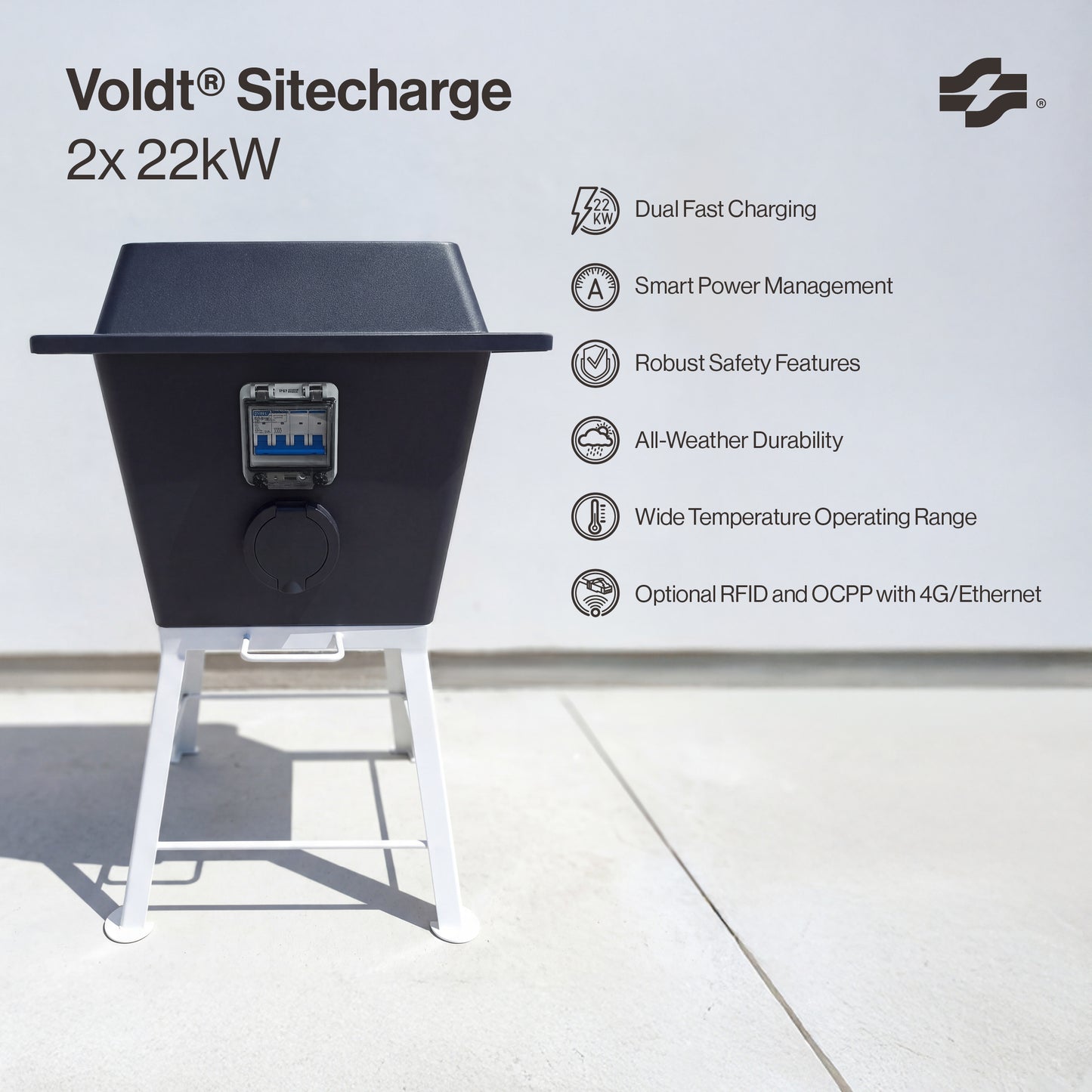 Voldt® Sitecharge | Type 2 | 2×22 kW