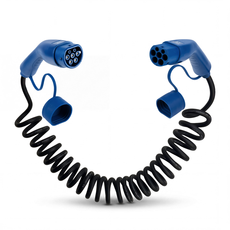 Type 2 | 1 fase | 16A | 3,7kW | spiral ladekabel