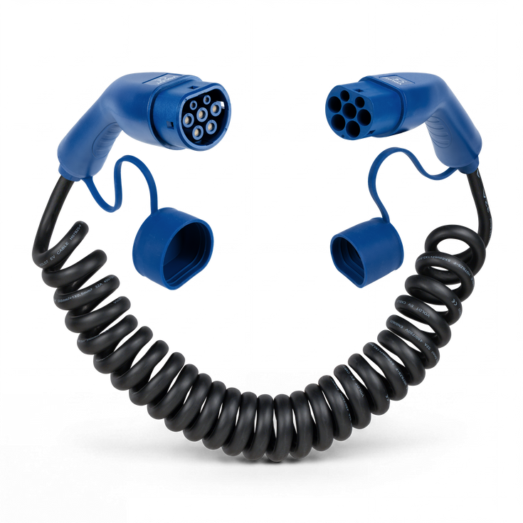 Type 2 | mode 3 | 32a | 22kW | spiral ladekabel
