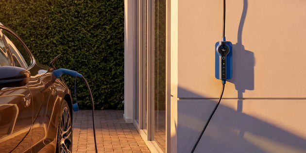 Electric car charging at home from a household socket with the Voldt® Portable Charger
